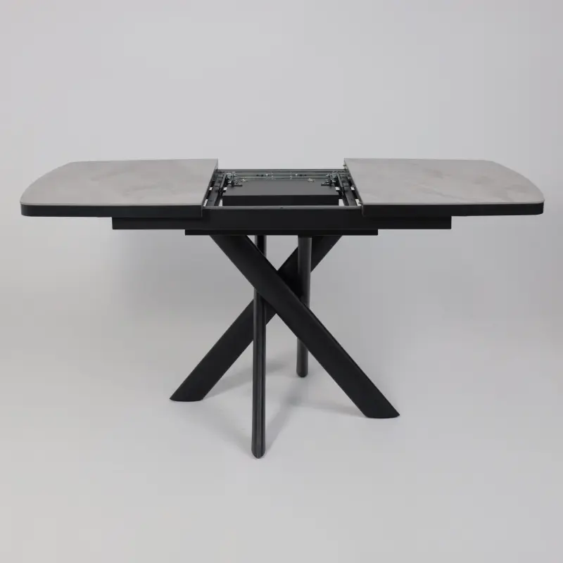 Стол LEONEL-110, раздвижной 110(145)х80, ITALIAN LIGHT GREY GLOSS ST CER/Черный_preview_16