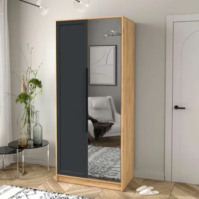 Шкаф КОНЦЕПТ Тренд КТ-Ш2(з), к.Дуб золотой/ф.Пепел  (В2128хШ918хГ547мм)_2