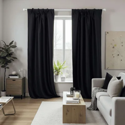 Комплект штор "Блэкаут" 1,5+1,5х2,7м на универсальной ленте, цвет чёрный янтарь (арт.888-20)_2