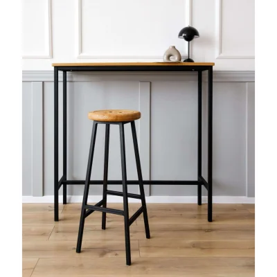 Стул полубарный BUTTON-65 натуральный/черный_2