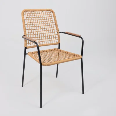 Кресло садовое BERGAMO, PE, иск.роттанг,черный+коричневый_20