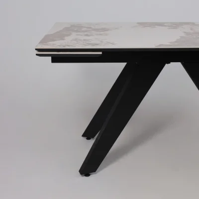 Стол AV 2122, МДФ+керамика, раздвижной 1400 (2000)*850 белый, глянцевый PANDORA/черный_11