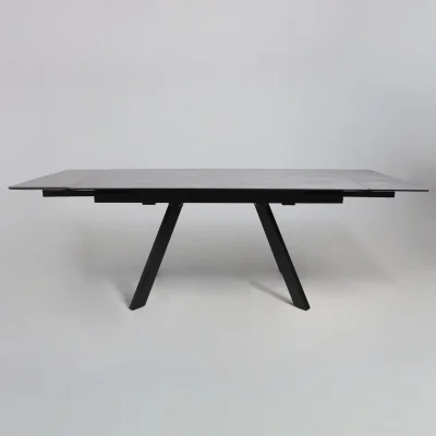 Стол МОНАКО NEW,керамика 0 кат. 1600(2240)*900, Камень серый Greys Grey/Черный матовый_19