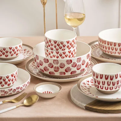 Миска-Боул LOVE PRINT, керамика, красный принт, d17*7,4см_3