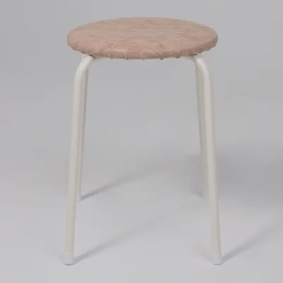 Табурет круглый "Пенек крепкий 220", с ЛДСП,  бежевый/белый_3
