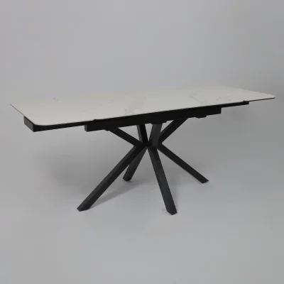 Стол РЕЙН NEW,керамика 0 кат. 1200(1840)*800, Камень белый Greys White/Черный матовый_19