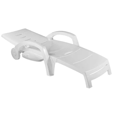 Шезлонг складной на колесах, белый_2