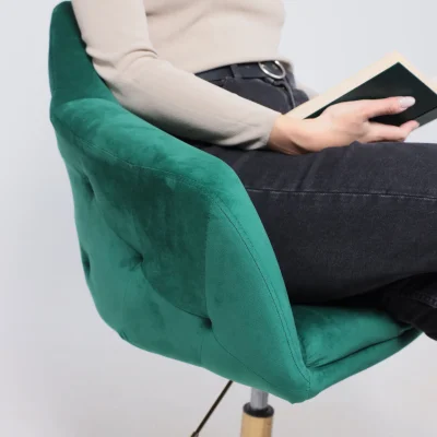 Стул DUBAI, поворотный, (зеленый велюр/золото)_3