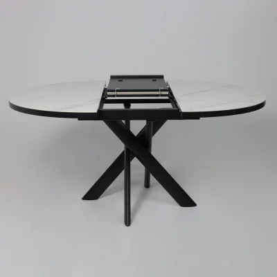 Стол RONALDO-120, круглый раздвижной 120(160), PATAGONOA BIANCO GLOSS PREMIUM CER/Черный_17