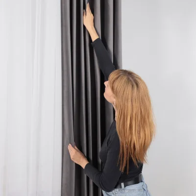 Комплект штор "Бархат" 1,5+1,5х2,7м  на люверсах, цвет серый (арт.5018-139)_2