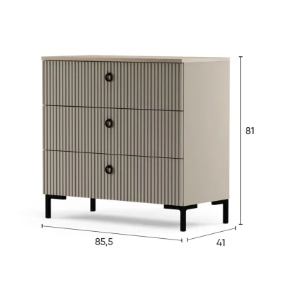 Н.м. "DOMENICA" комод KOM3S, к.Глиняный серый+Дуб сильвержек ореховый/Глиняный серый_5