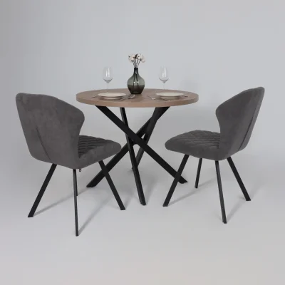 Стол РИГА, D950, Дуб Велингтон/Черный_4