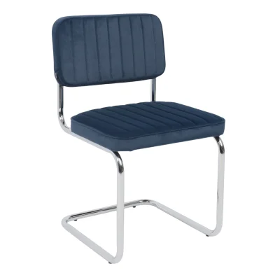 Кресло СЛАВИЯ Люкс, Kiton 707 синий велюр/хром фотография