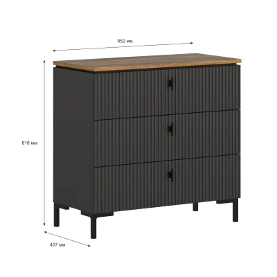 Н.м. "SAN GIMIGNANO" комод KOM3S, к.Антрацитовый+Дуб нокс/ф.Антрацитовый+Готика_4