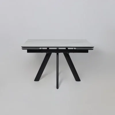 Стол JACK-120, раздвижной 120(30+30)х80, МРАМОР СВЕТЛЫЙ - COMPAKT CER/Черный_15