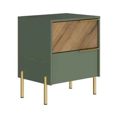 Н.м. "SIENA" тумба прикроватная KOM2S, к.Дымчатый зеленый/ф.Дымчатый зеленый+Дуб вотан фотография