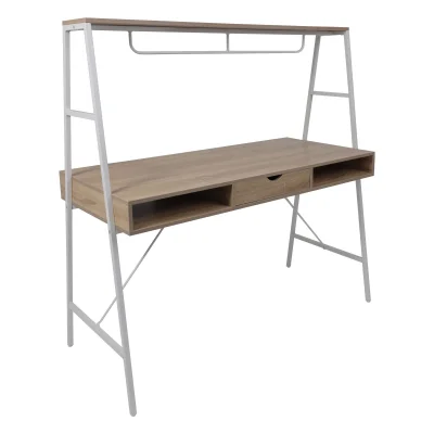 Стол письменный VECTOR, светлый дуб/белый металл, 1390*600*1400 фотография