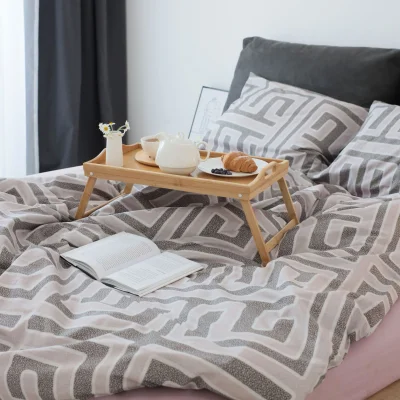 Комплект постельного белья ЕВРО поплин набивной (серо-коричневый, геометрия 31)_1