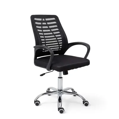 Кресло поворотное для персонала CONSUL, ткань/сетка, черный фотография