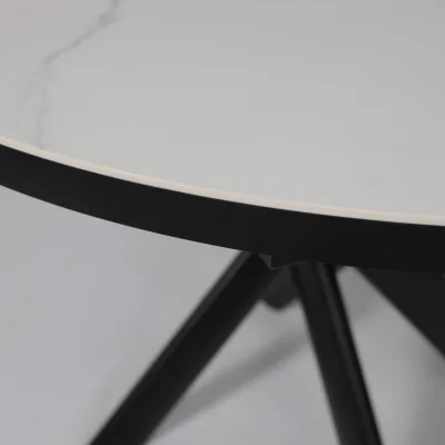 Стол RONALDO-120, круглый раздвижной 120(160), PATAGONOA BIANCO GLOSS PREMIUM CER/Черный_10