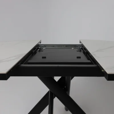 Стол RONALDO-120, круглый раздвижной 120(160), PATAGONOA BIANCO GLOSS PREMIUM CER/Черный_12