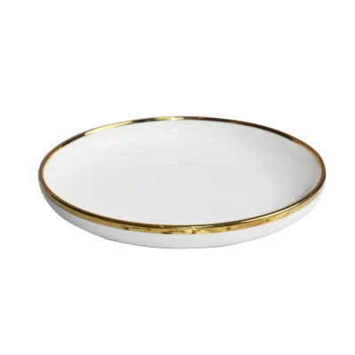 Тарелка MOONSHINE, керамика, белый+золото, 20,5*3,2см фотография