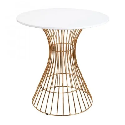 Стол журнальный VALSE, белый/золото, d 700*705 фотография