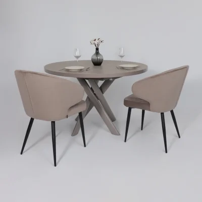 Стол RONALDO-120, круглый раздвижной 120(160), БЕЖЕВЫЙ КАМЕНЬ-HPL/Капучино_4