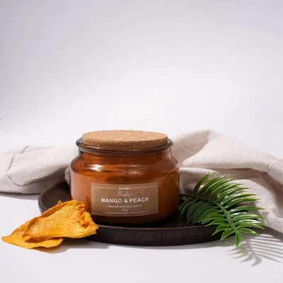 Ароматическая свеча MANGO & PEACH в стекле, Д100 Ш100 В65_2