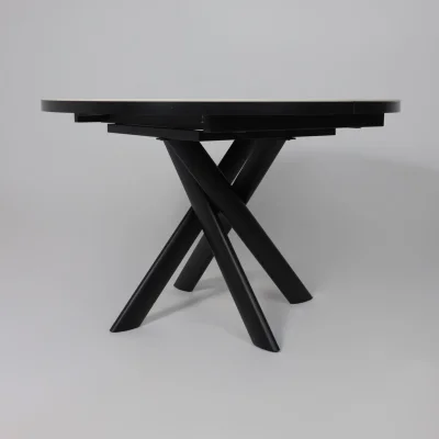 Стол RONALDO-120, круглый раздвижной 120(160), PATAGONOA BIANCO GLOSS PREMIUM CER/Черный_9