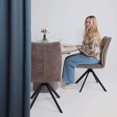 Стол ASKAR ROUND SLIDE-116, раздвижной круглый 116(156), BAYONA IVORY PREMIUM CER/Капучино_2