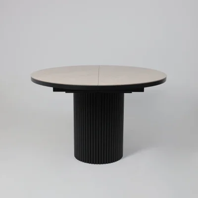 Стол ASKAR ROUND SLIDE-116, раздвижной круглый 116(156), BAYONA IVORY PREMIUM CER/Черный_13