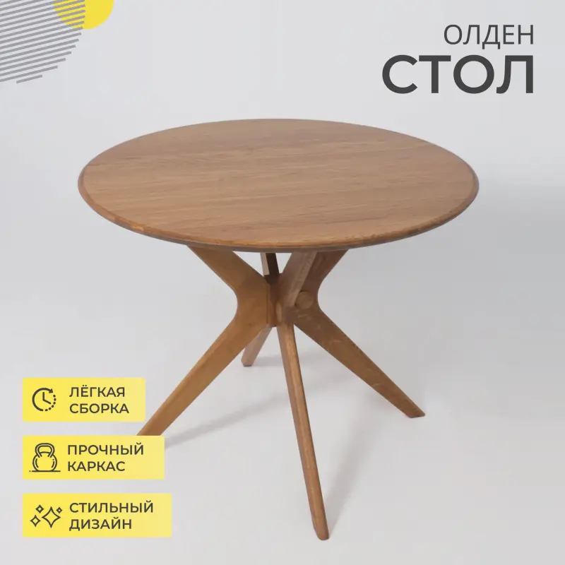 Стол ОЛДЕН, d950*760, дуб натуральный/покрытие коньяк_preview_2