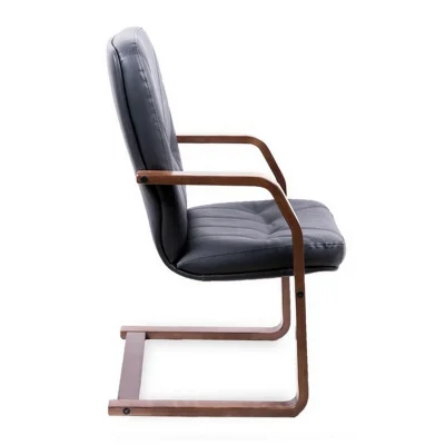 Кресло Менеджер экстра короткий конференц (орех темный) кожа (черная)_3