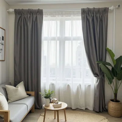 Штора "Блэкаут" 2х2,5м на универсальной ленте, цвет серый опал (арт.888-14) фотография