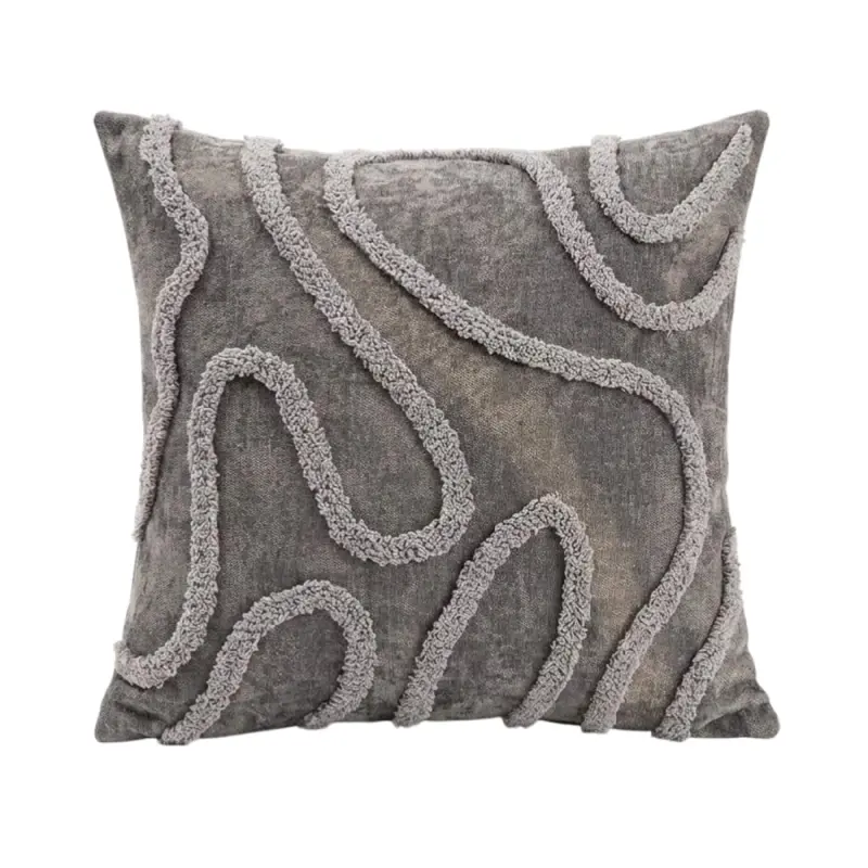 Подушка декоративная МАТЕХ TUFTED LINES 45*45*10. Цвет серый, арт. 67-627 фотография