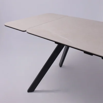 Стол ЛЕОН NEW , керамика 1 кат. 1200(1840)*800, Камень слоновая кость Bayona Ivory/Черный матовый_12