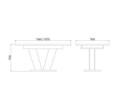 Стол раздвижной KAI, 1180*(1570)*720*760, (белый структурный)_8