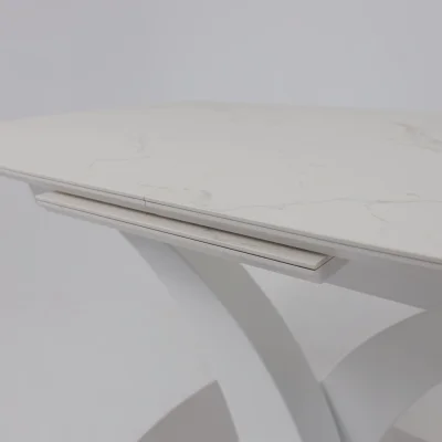 Стол НОТР ДАМ MODERNE, керамика 2 кат. 1400(1800)*850, Камень белый Calacata vagli/Белый Муар_19