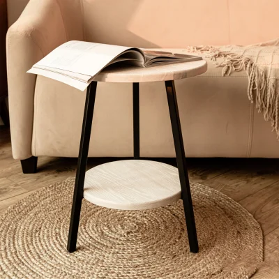 Стол журнальный CFT-42 WD, дуб беленый/черный фотография