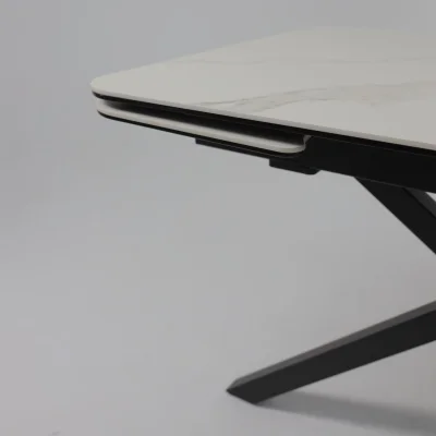 Стол РЕЙН NEW,керамика 0 кат. 1200(1840)*800, Камень белый Greys White/Черный матовый_13