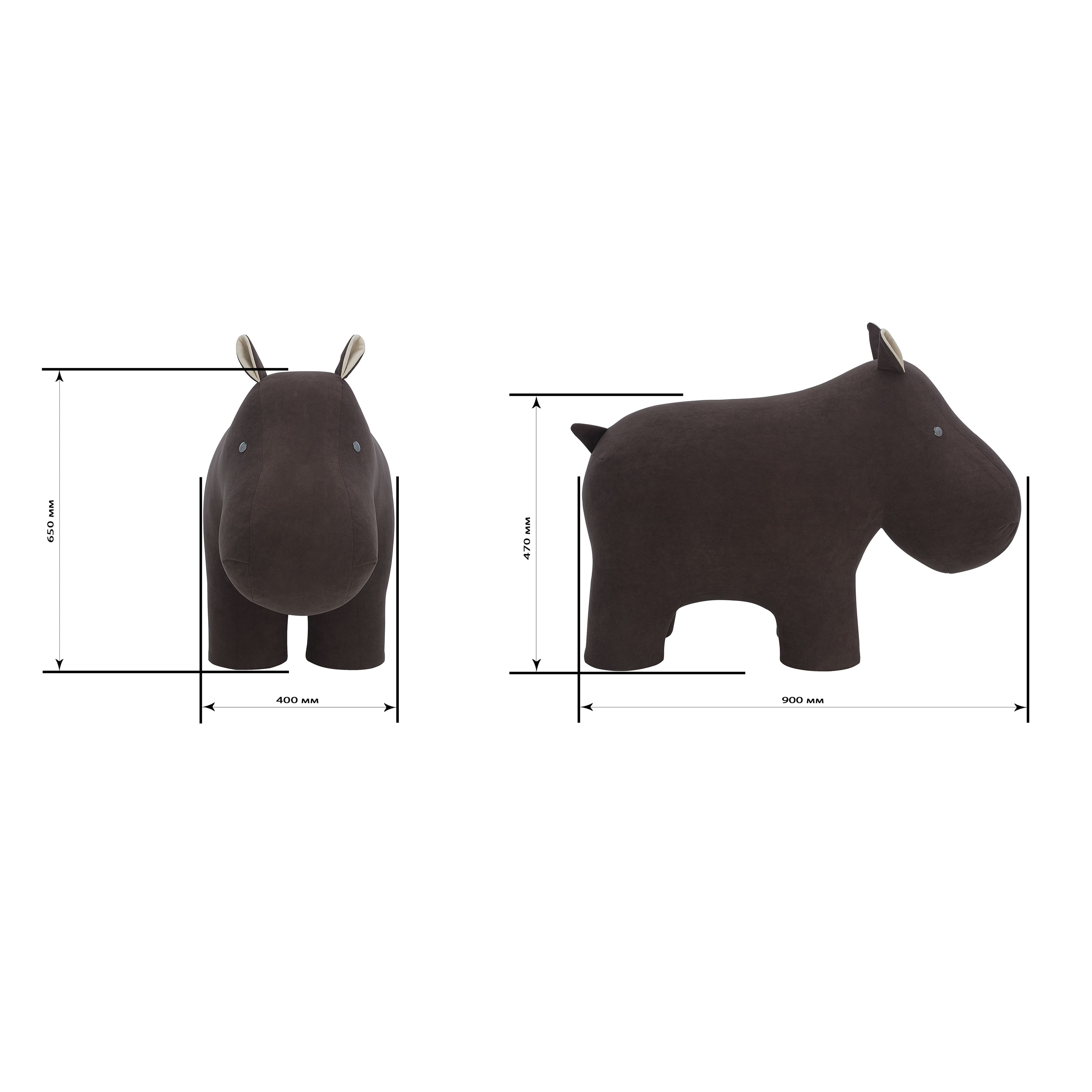 Пуф Leset Hippo, 400*900*650, велюр Omega 22 коричневый / Omega 2 бежевый_preview_7