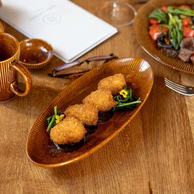 Блюдо для рыбы AURORA, фарфор, каштановый, 31*13*3,6см_7