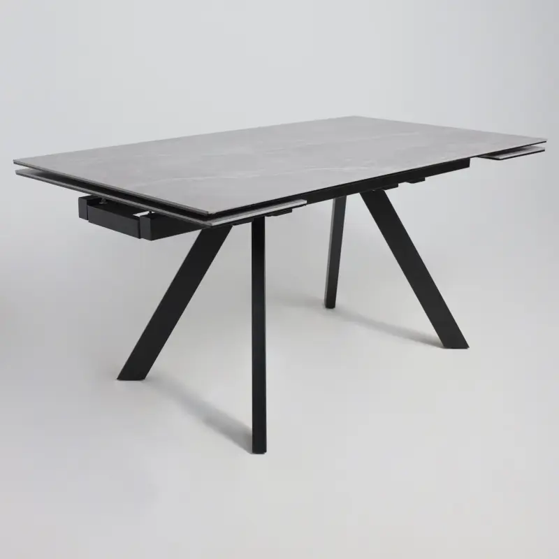 Стол МОНАКО NEW,керамика 0 кат. 1600(2240)*900, Камень серый Greys Grey/Черный матовый_preview_12