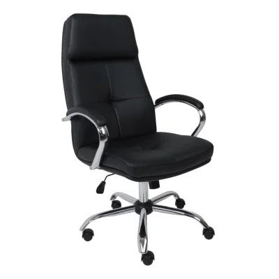 Кресло Немига 1, кожа натуральная Black, DMSL, основание хром, колесо полиуретановое фотография