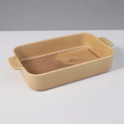 Форма для запекания STRIA, фарфор, пшеничный, 22,5*36,2*7см_4