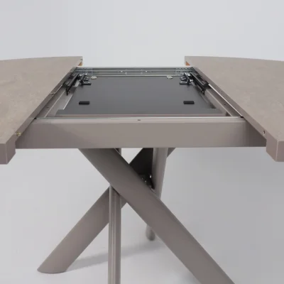 Стол RONALDO-120, круглый раздвижной 120(160), БЕЖЕВЫЙ КАМЕНЬ-HPL/Капучино_11