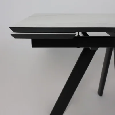 Стол JACK-120, раздвижной 120(30+30)х80, МРАМОР СВЕТЛЫЙ - COMPAKT CER/Черный_12