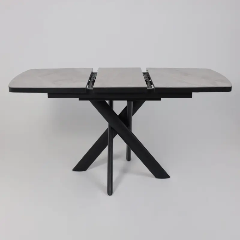 Стол LEONEL-110, раздвижной 110(145)х80, ITALIAN LIGHT GREY GLOSS ST CER/Черный_preview_18
