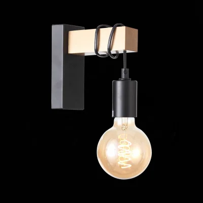 Светильник настенный Черный, Светлое дерево E27 1*60W BAGETTI фотография